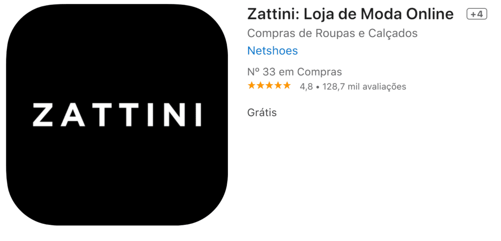 avaliação app zattini