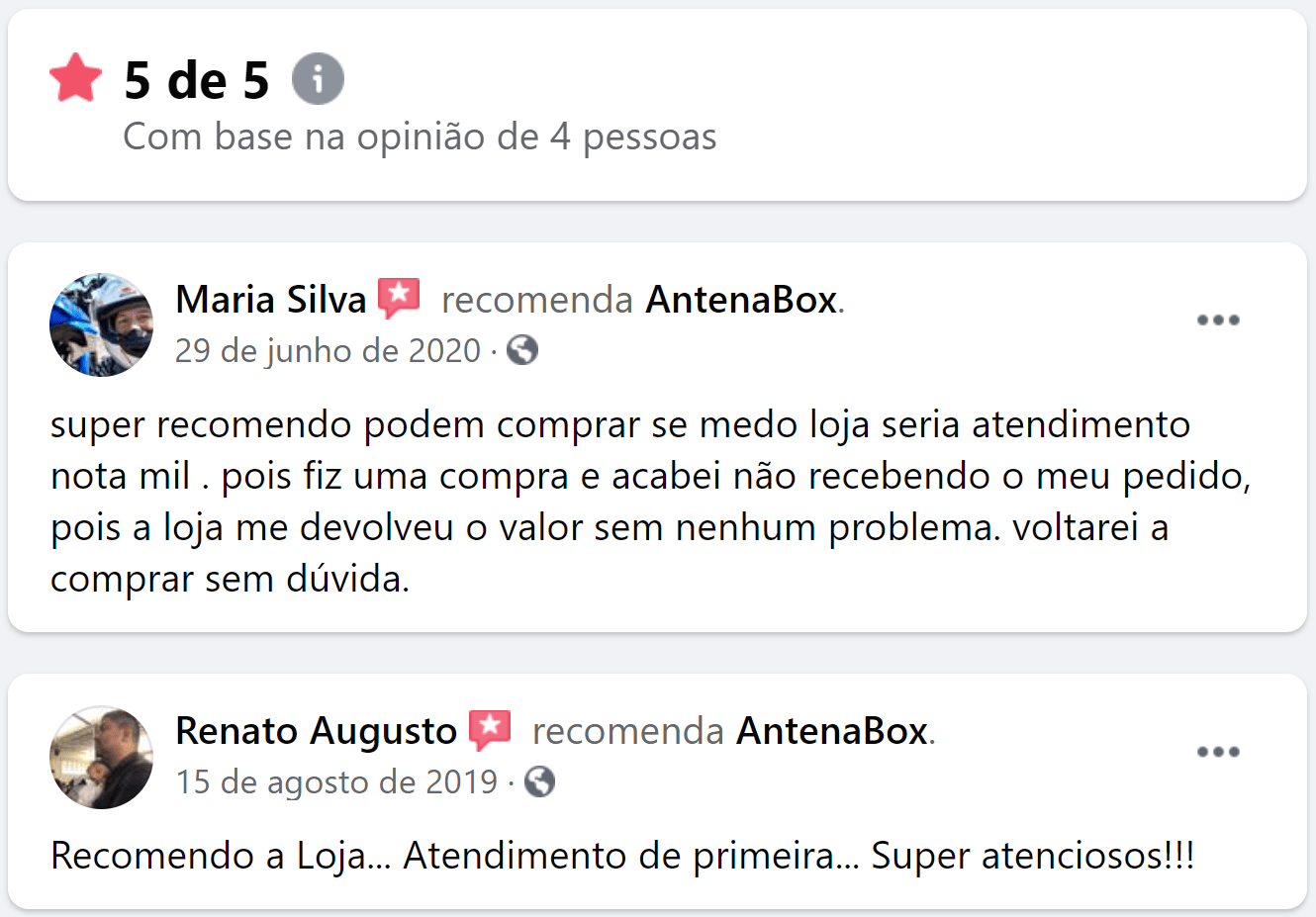 avaliações Antena Box facebook